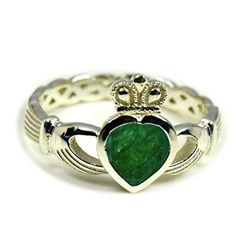 Image of Choose Your Color Natural Gemstone Irish Claddagh Silver Ring Friendship Love 55 Carat Brand Size 5 to 12