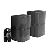 TNP Universal Satellite Speaker Wall Mount Bracket Ceiling Mount Clamp with Adjustable Swivel and Tilt Angle Rotation for Home Theater Surround Sound System Satellite Speakers - 2 Pack, Black