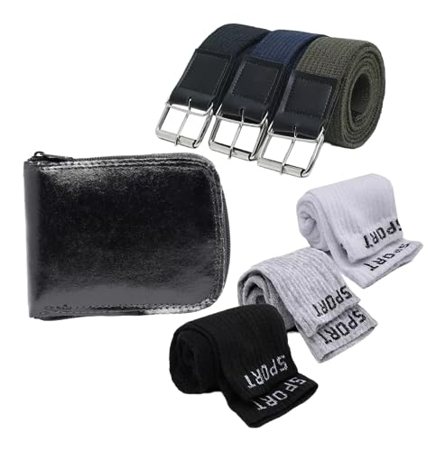 Kit 3 Cinto Masculino Largo + 3 Pares Meia Sport + Carteira (1,00)