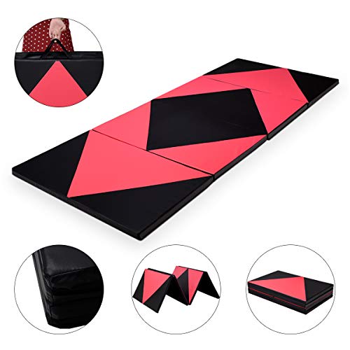 Giantex 4'x10'x2 Gymnastics Mat Thick Folding Panel for Gym Fitness with Hook