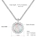 DwearBeauty Jewelry sets for Women, Silver Necklace and Earring set 18k White Gold Plated Opal Halo Pendant Necklace and Cubic Zirconia Stud Earrings for Women