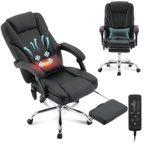 Executive Office Chair with Massage & Heat, Comfy Reclining Ergon...