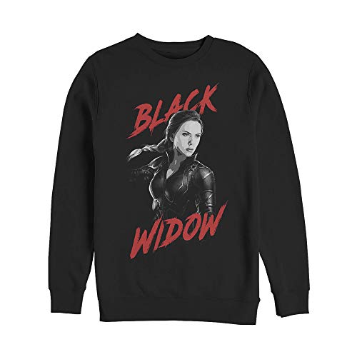 Marvel Men's Avengers: Endgame Grey Grayscale Black Widow Sweatshirt, Black, 2X