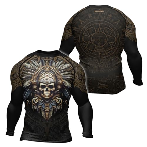 Aztec Men's Slim Fit Compression Shirts Long Sleeve Rash Guard