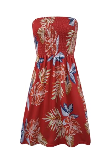 Image of Zyyfly Summer Strapless Dress for Women Tube Top Sundress Casual Beach Cover Ups