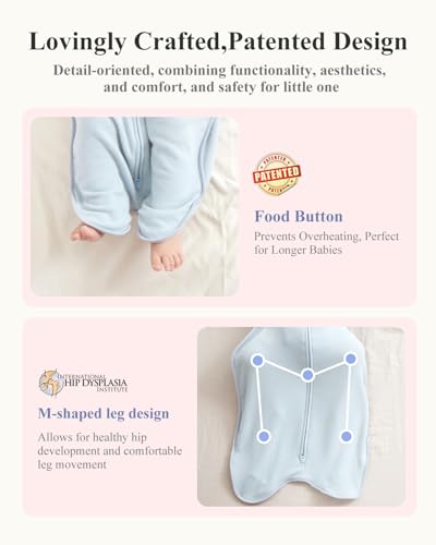 Image of KIDIRA Transitional Swaddle, 2.5 TOG Baby Swaddle 3-6 Months 12-18lb, Arms in /Out Sleep Sack with 2-Way Zipper,Improve Sleep Snug Fit Help Calm Startle Reflex,1 Pack, Blue