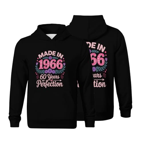 Kids Made in 1966 60 Years of Perfection - 60th Birthday Boys Girls Lightweight Kangaroo Pocket Fleece Hoodies