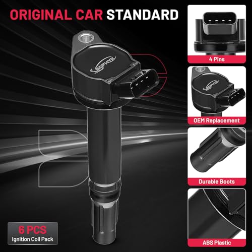 Image of BDFHYK Ignition Coil UF487 Compatible with Lexus ES350 2007-2015 Lexus IS250 IS350 Lexus RX350 Toyota Avalon Camry Toyota RAV4 Sienna Toyota Coil Pack Coil for Lexus Lotus Evora 3.5L Set of 6