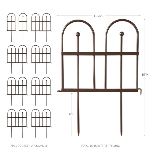 Evergreen Garden IRON GARDEN FENCE EDGING for Flower Bed, Yards, Lawn | No Dig Landscape Edging | Rustproof Gunmetal Finish | 7.5 ft Decorative Fencing - Thumbnail 5