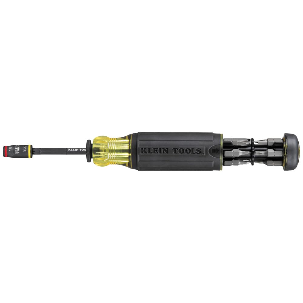 Klein Tools Cacciavite 32304, cacciavite regolabile 14 in 1 con presa a ribalta, driver e punte HVAC, resistente agli urti