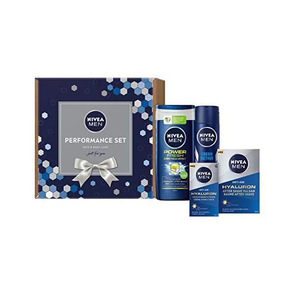 NIVEA MEN Performance Set, Geschenkset für den gepflegten Mann, Pflegeset mit After Shave Balsam, Anti-Falten…