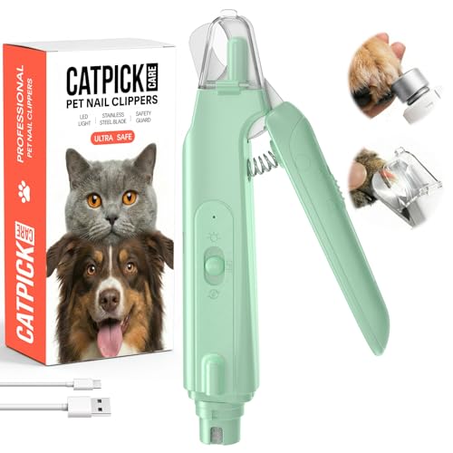 Image of 2-in-1 Dog & Cat Nail Clipper with Grinder - Dual Highlight LED Reduce Over-Trimming, Long Battery Cordless USB-C Rechargeable, Safety Lock & Catcher Cap, Quiet Home Grooming for Small Large Pets