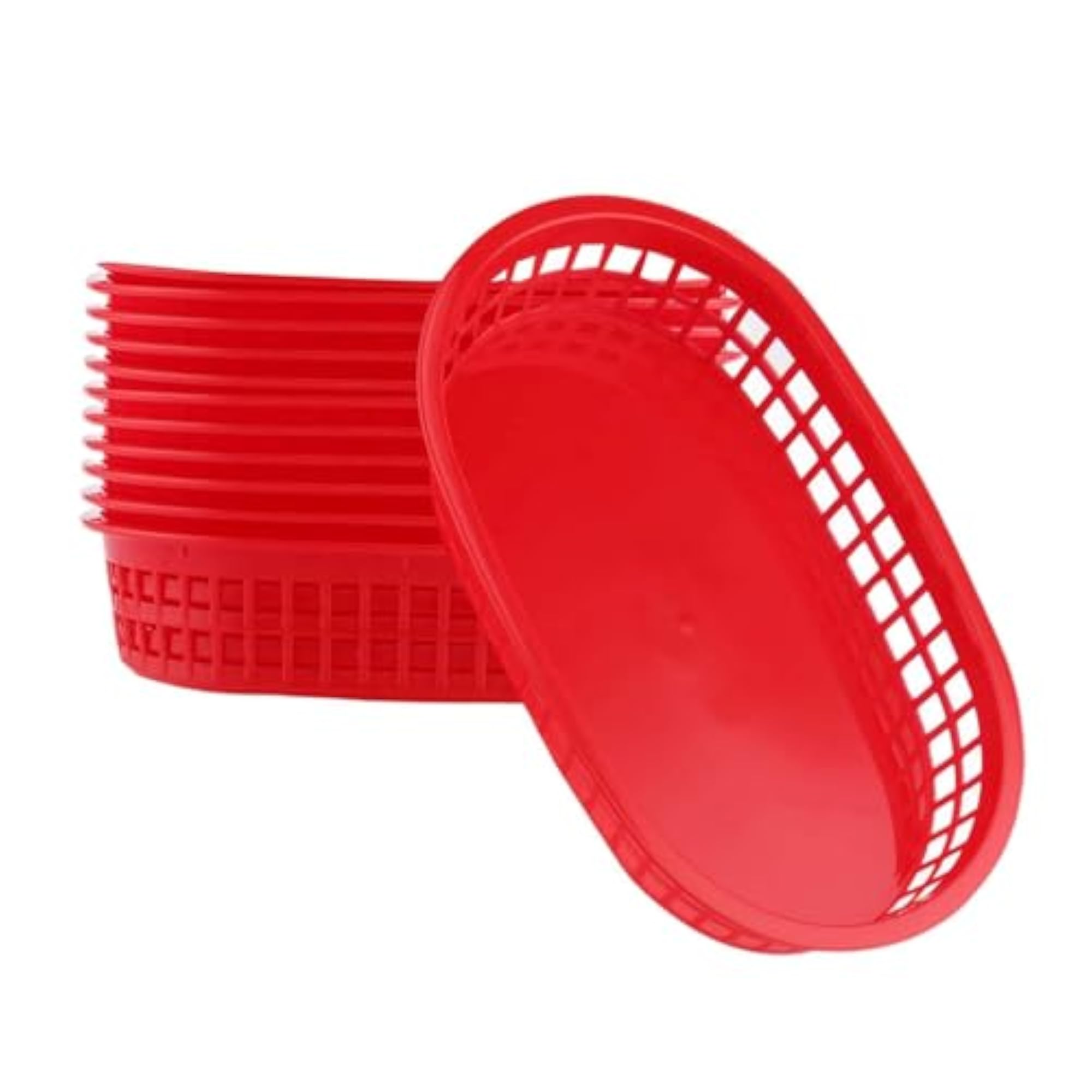 12Pcs Oval Fast Food Baskets, ABS Platters for Restaurants