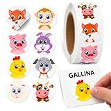 Rollo Pegatinas animales Granja para niños, animal stickers, 1 Unidad