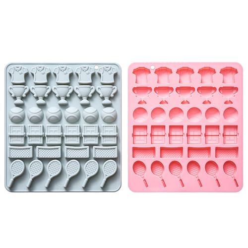 Moldes de silicona para chocolate, 2 moldes para dulces con motivos deportivos para hornear, moldes para gelatina, cubitos de hielo, decoraciones para cupcakes