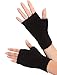 Volyer Women's Winter Mink Cashmere Half Finger Gloves Cute Fingerless Gloves Mitts Christmas Xmas Gift for Girlfriend Wife Lover Mother (Black), One Size