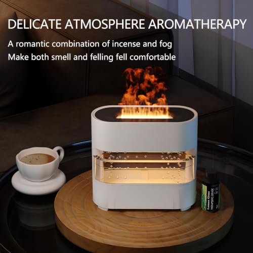 Image of KIMEE Rain Cloud Humidifier & Flame Diffuser, 2-in-1 Cool Mist Humidifier with Realistic Fire Effect & Raining Cloud Night Light, Essential Oil Diffuser for Home, Office, Desktop Relaxation