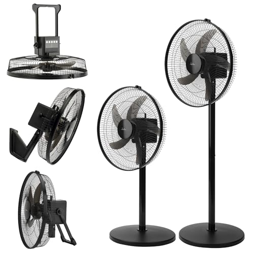 JATA JVVP3051 - Ventilador 5 en 1. Ventilador de Pie, de Techo, de Suelo, de Sobremesa y de Pared. Con batería o a la red. 5 Velocidades. 5 Aspas Ø53 cm. Oscilante. 2592,6 m3/h. 60,2 dB. Silencioso.