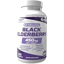 EAS Black Elderberry 450mg | يدعم الاستجابة المناعية الصحية | خالي من الغلوتين، غير معدل وراثيًا | امتصاص أفضل مع توصيل السيكلوسوم | 120 قرصًا