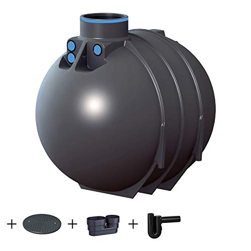PREMIER TECH AQUA GmbH Zisterne 5200 Liter Standard Erdtank Blueline II mit Deckel, beruhigtem Zulauf und Siphon - Kunststoff, Kunststoffzisterne, Komplettset