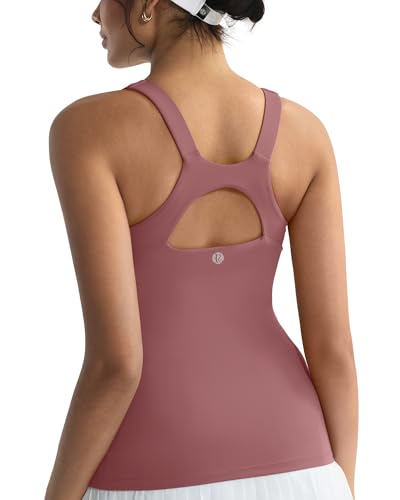 Image of RUNNING GIRL Workout Tops for Women,Racerback Tank Tops with Built in Bras,Padded Sports Bra Yoga Tank Athletic Tops