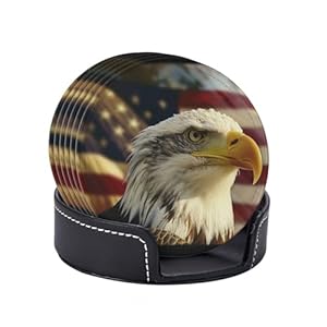 Cfan Adler Lederuntersetzer 6er Set Patriotisch