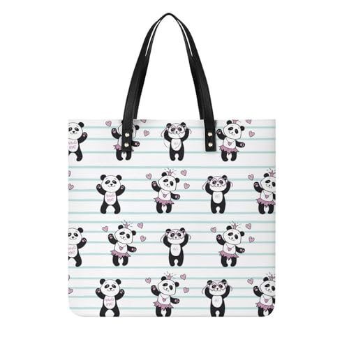 Tote bag pandas mignons femmes grand sac shopping en tissu pour voyage et plage 39x39