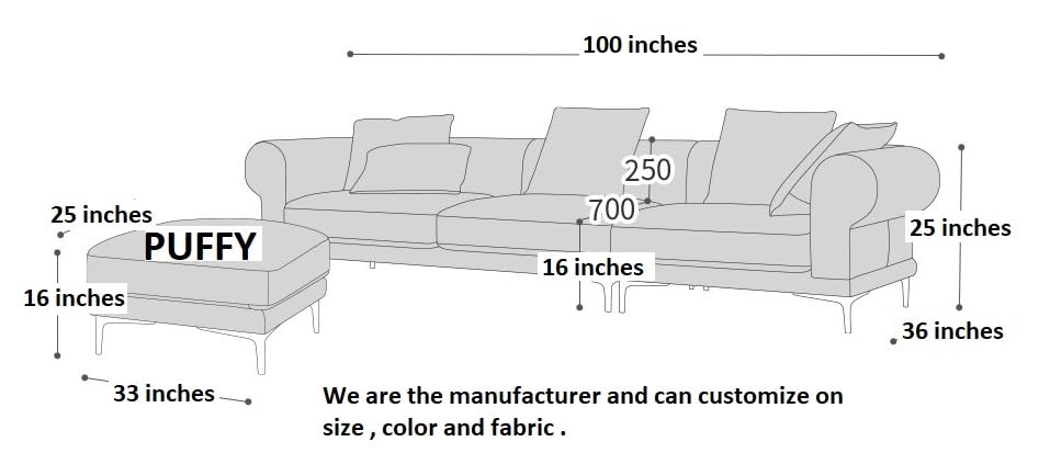 Image of Fabrique Eutony Leatherette 4 Seater with Puffy Moden Designr Light Brown Sofa Set | Comfortable Furniture for Home Office & Living Room | Easy to Move with Stainless Steel Legs