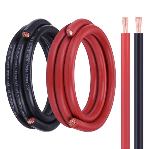 Image of 2 /0 Battery Cable 10FT Red+Black, 2 /0 Welding Cable for Automotive, Marine and Solar