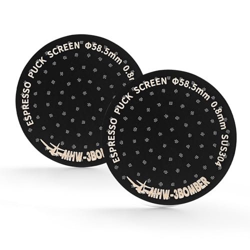 MHW-3BOMBER 58.5mm Espresso Puck Screen 2 Packs Metal Espresso Filter Reusable Coffee Filters for 58mm Portafilter Basket 0.8mm Thickness Titanium Coating Black FG7012-OS Titanium Coating Bl