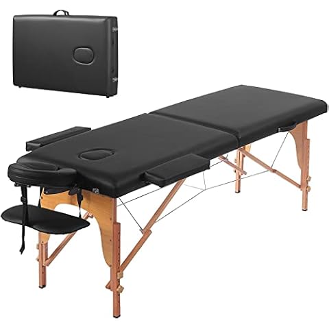 Prilinex Massage Tables Portable 2 Folding Lash Bed 84 Inch Sturdy Spa Facial Tattoo Table with Carrying Case Face Cradle - Heigh Adjustable, Black Cover