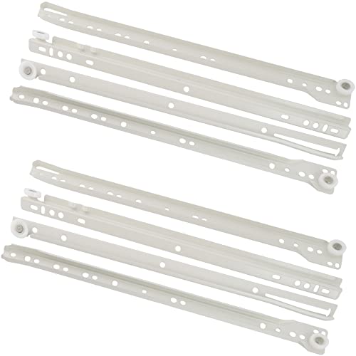 AERZETIX - C41023 - 2 Ensembles de coulisses/glissières à galets 35 cm - pour 2 tiroirs - charge maximale 25 kg - rail de guidage - en acier - armoire placard commode meuble assemblage