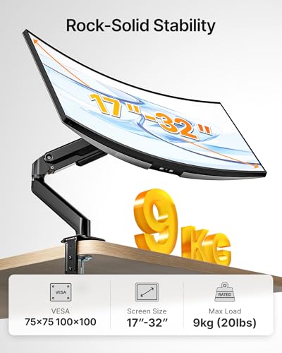 Brazo de monitor &uacute;nico monTEK para teletrabajo ordenado en casa 4