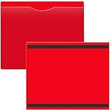 StoreSMART - File Jacket with Magnetic Back - 15-Pack - Red Plastic Back, Clear Plastic Front - Heavy Duty - FJ85PQRM-15