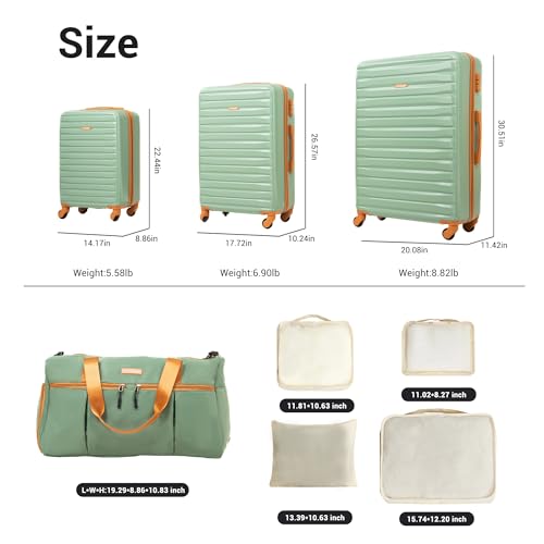 Image of 8-Piece Hardcase Luggage Sets 20 inch24 inch28 inch | ABS+PC Suitcases with Spinner Wheels,TSA Lock,Underseat Duffel Bag,Packing Cubes