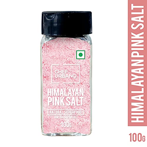 Image of Chef Urbano Himalayan Pink Salt Sprinkler 100g | Pure & Natural | Mineral Rich Salt | Low Sodium | Packed with 84 Minerals | Glass Bottle