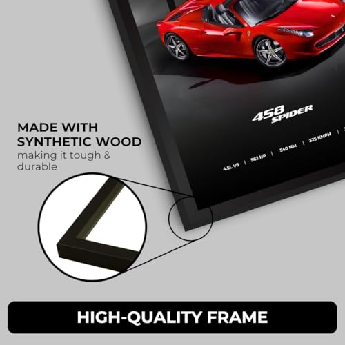 Image of Funk You Store Ferrari 458 Spider Poster | Framed Ferrari Poster A4 Sized (31 x 23 cm) | Supercar Posters | Car Frame for Wall, Gift for Boys, Car Frames for Wall, Bedroom, Hostel, Study Room (F 086)