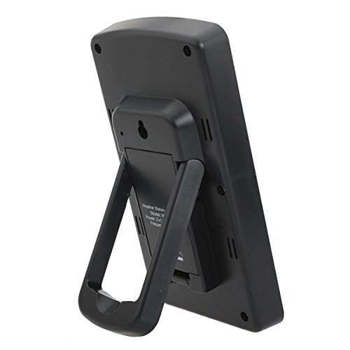 Rear view of the JenNiFer KG218 Weather Station main display unit with kickstand