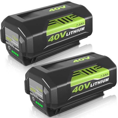 2-Pack 7500mAh Ultra High Capacity OP40602 Replacement for Ryobi 40 Volt Battery Lithium Compatible with Ryobi 40V Battery OP4075A OP40401 OP4026 OP40261 OP4050 OP40601 OP4030 Cordless Tools (Green)