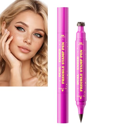 2 in 1 Faux Freckle Stamp Pen Dual-Ended Freckle Pen with Freckle Stamp Faux Fre/ckles Makeup P/en for Natural Fake Freckles Long-Lasting Fre/ckles P/en for Women Waterproof&Smudge-Proof(Beige Brown)