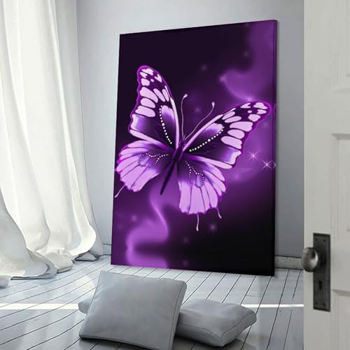 Toile murale encadrée papillon violet de haute qualité 40x60 - 3