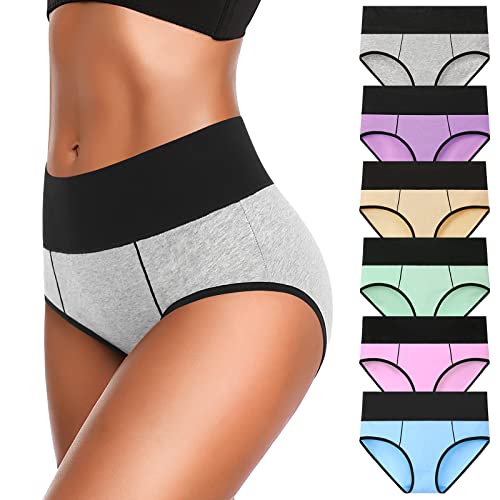 Eiggam Underwear for Women Cotton High Waist Panties Full Coverage Briefs Soft Strech Ladies Breathable Panties-Multi Pack