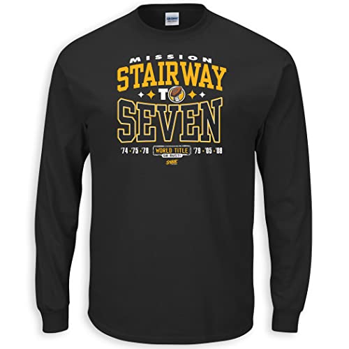 Pittsburgh Football Fans. Stairway to Seven. World Title or Bust. Black T-Shirt (Sm-5X)