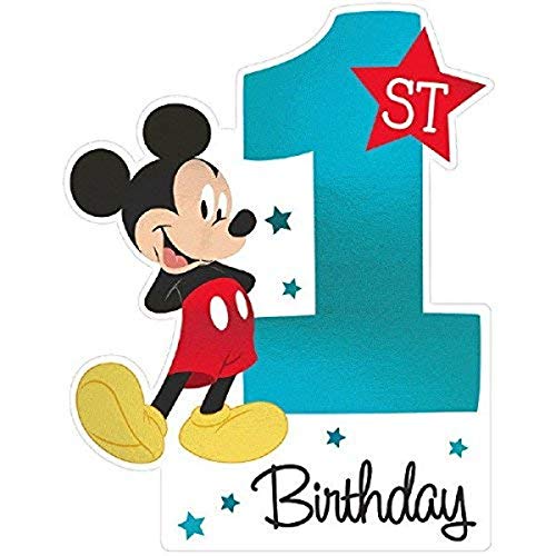 Disney Baby Mickey 1 cumpleaños invitación jumbo azul de 8x6 pulgadas