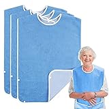 WenYa 3 Pack Adult Bibs for Eating, Washable and Reusable Clothing Protectors for Adult, Unisex Waterproof Feeding Bibs Clothing Protectors for Elderly and Disabled