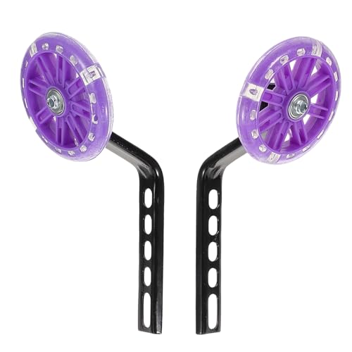 Ruedas de Entrenamiento PRETYZOOM para Bicicleta, 1 Par, Ruedas Estabilizadoras Auxiliares, Morado Fluorescente, Reemplazables para Aprender a Montar miniatura 1
