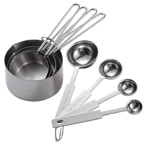 KOCKSHION 8個 ステンレス製計量スプーン点 大さじ小さじ兼用 メジャースプーン 積み重ね収納可能 錆びにくいステンレス製 調味料 粉類 液体計