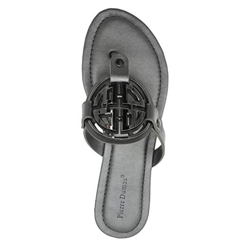 Image of Pierre Dumas Women's Medallion Vegan Slide Thong Flip Flop Flat Sandal