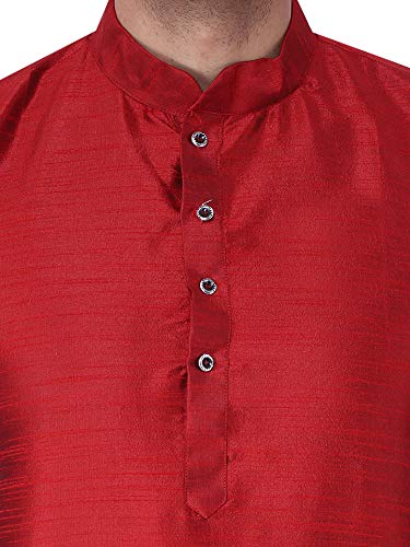 Image of HUZUR Men's Silk Solid Straight Long Kurta Pyjama Set| Ethnic Wear