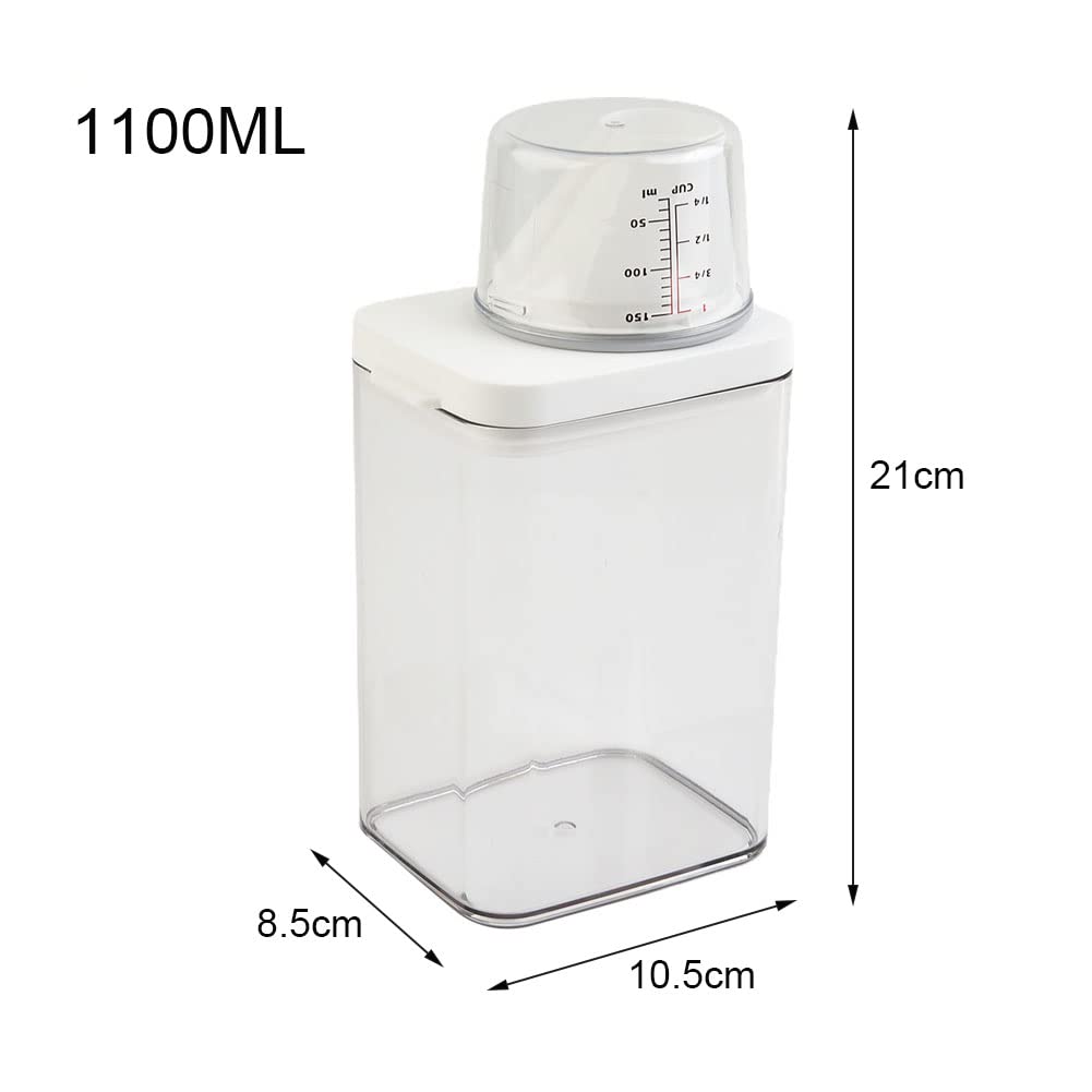 Feuchtigkeitsbeständiger Aufbewahrungsbehälter für Waschmittel, Seifenspender mit Deckel, Messbecher, ideal zum Aufbewahren und Schützen von Reinigungsmitteln, 1100 ml